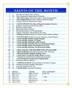 saints of the month - april 2025