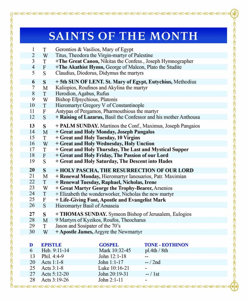 saints of the month - april 2025